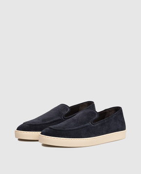 Canali Blue suede slip-ons RB01269461214