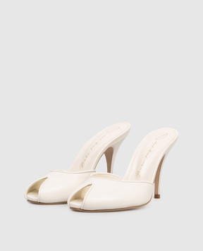Babe Pay Pls Ivory leather mules with cutout 212920KO
