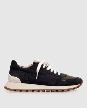 Brunello Cucinelli Blue combination sneakers with a monil chain MZ47G1960