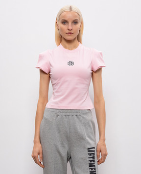 Vetements Pink top with logo print WE76TR532P