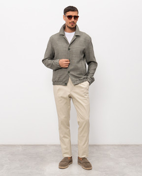 Pini Parma Green jacket with wool and linen BMBWOLISAGE