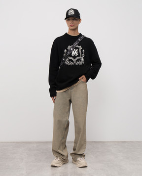 AMIRI Black wool sweater with logo AMKNCW1101