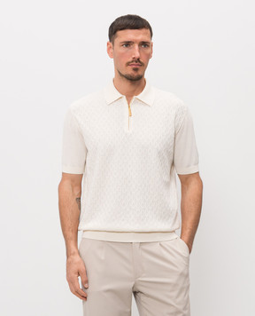 Stefano Ricci Ivory polo with woven pattern K414015P31F26166