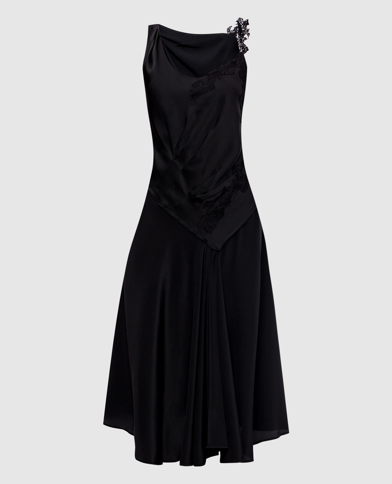 Black midi dress with silk