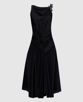 Victoria Beckham Black midi dress with silk 1226WDR007331A