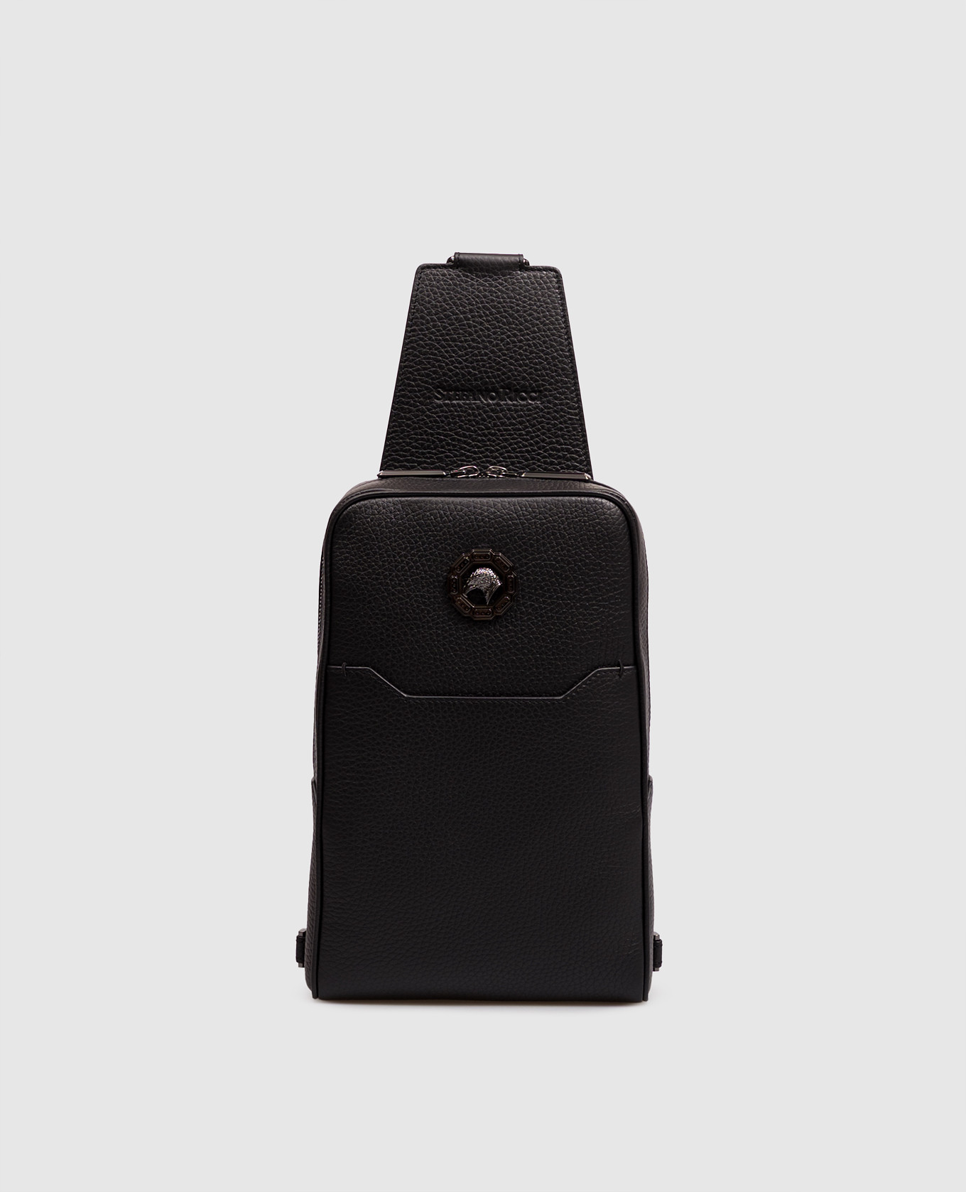 Black leather sling bag