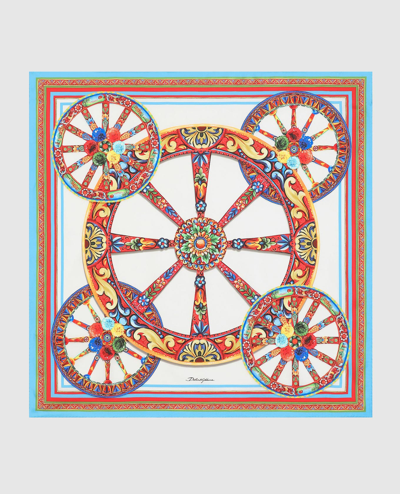 White silk scarf with branded print
