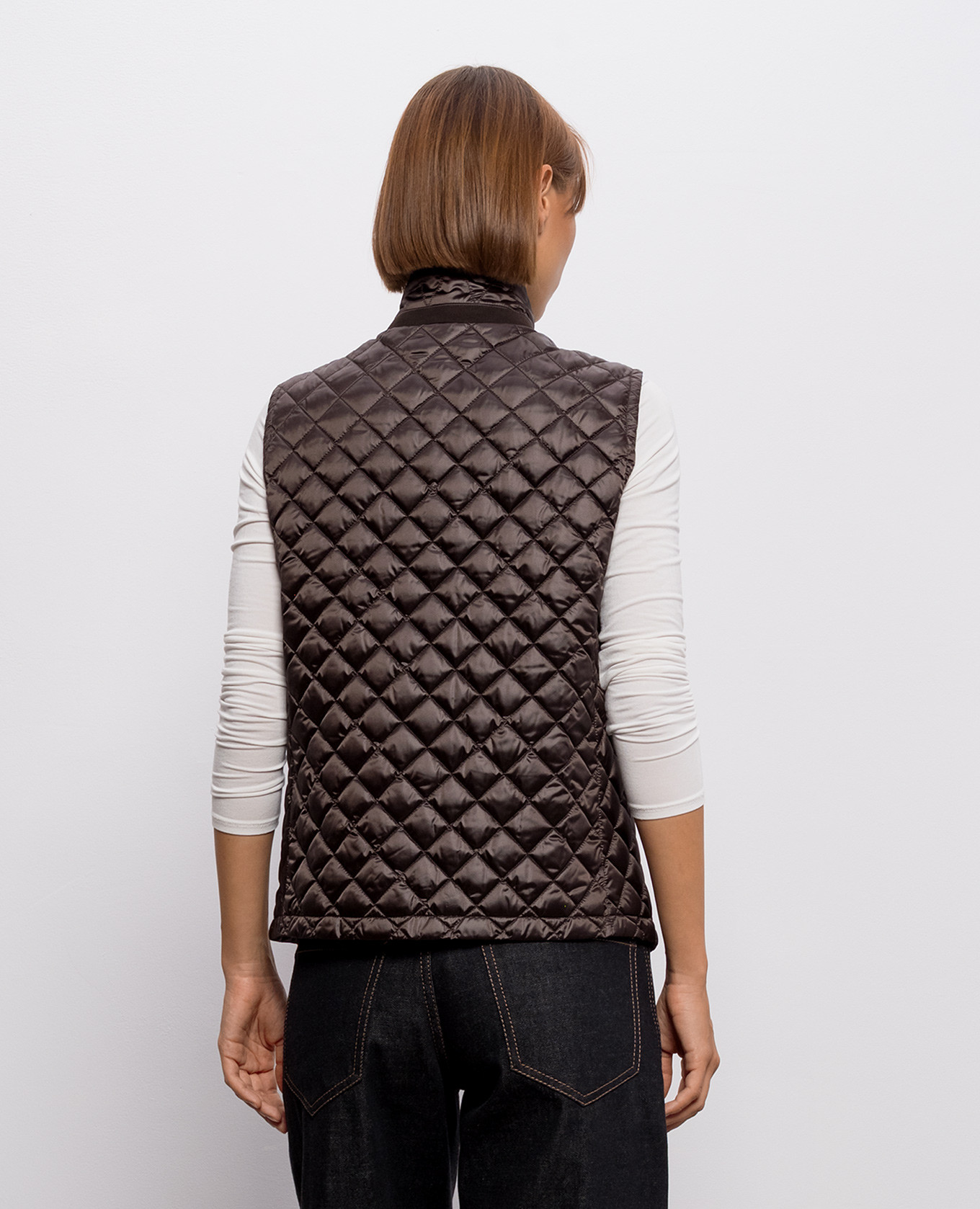 Brown quilted down vest LIMA MooRER 4