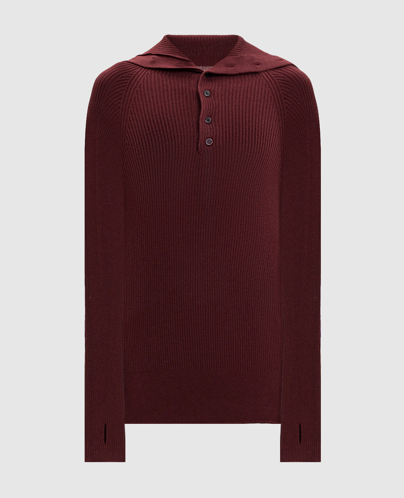 Burgundy ribbed sweater with silk
