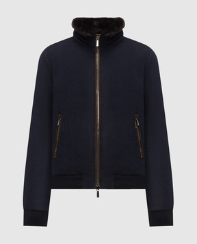 MooRER BELLATI blue wool and cashmere down jacket with fur BELLATILS9