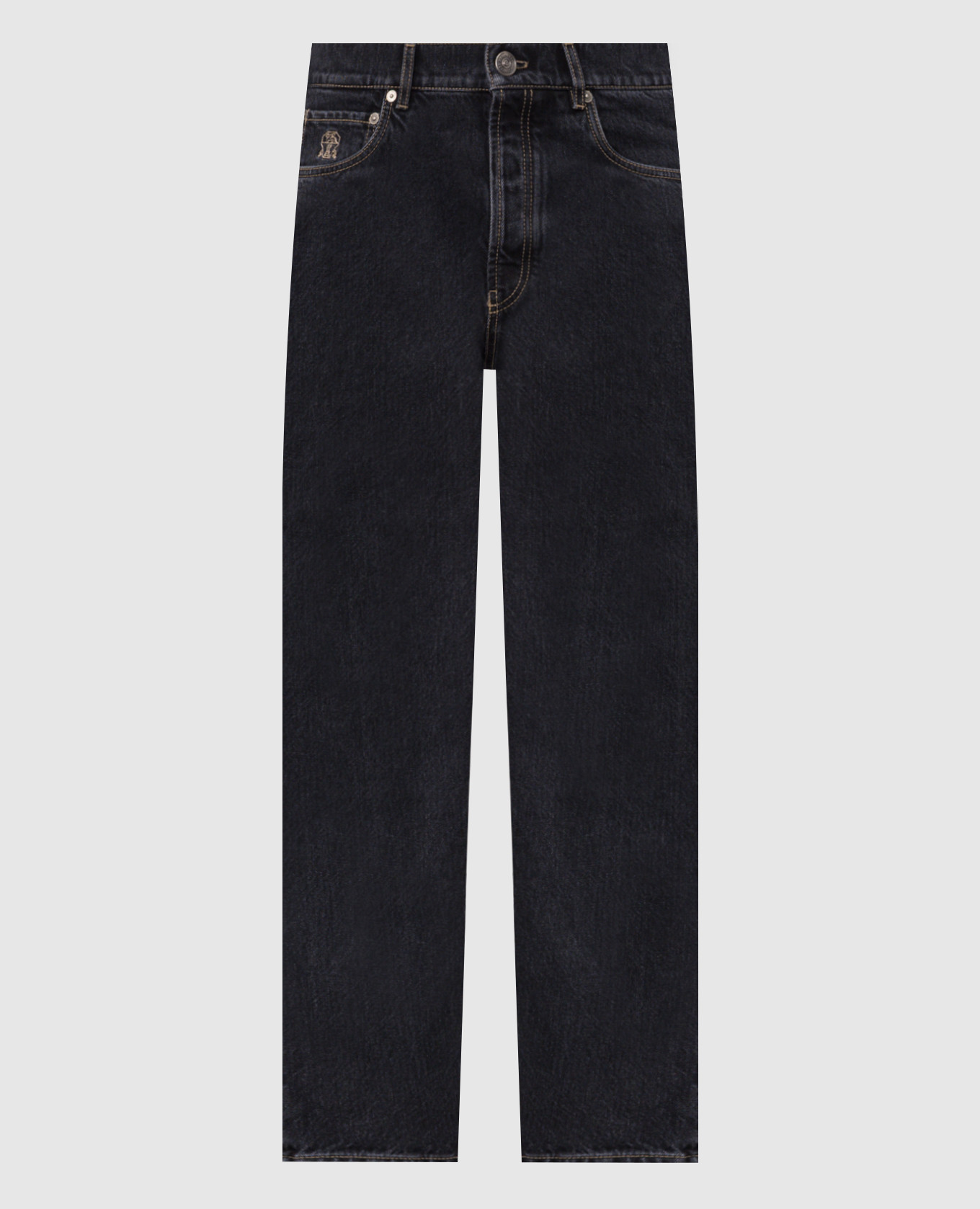 Dark blue jeans with logo patch Brunello Cucinelli