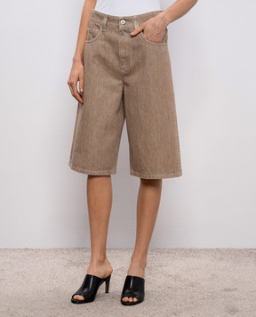 Brunello Cucinelli Beige denim Bermuda shorts with lurex ML109P4072