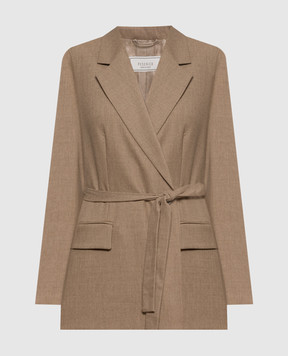 Peserico Beige double-breasted wool and cashmere jacket S01700A03358