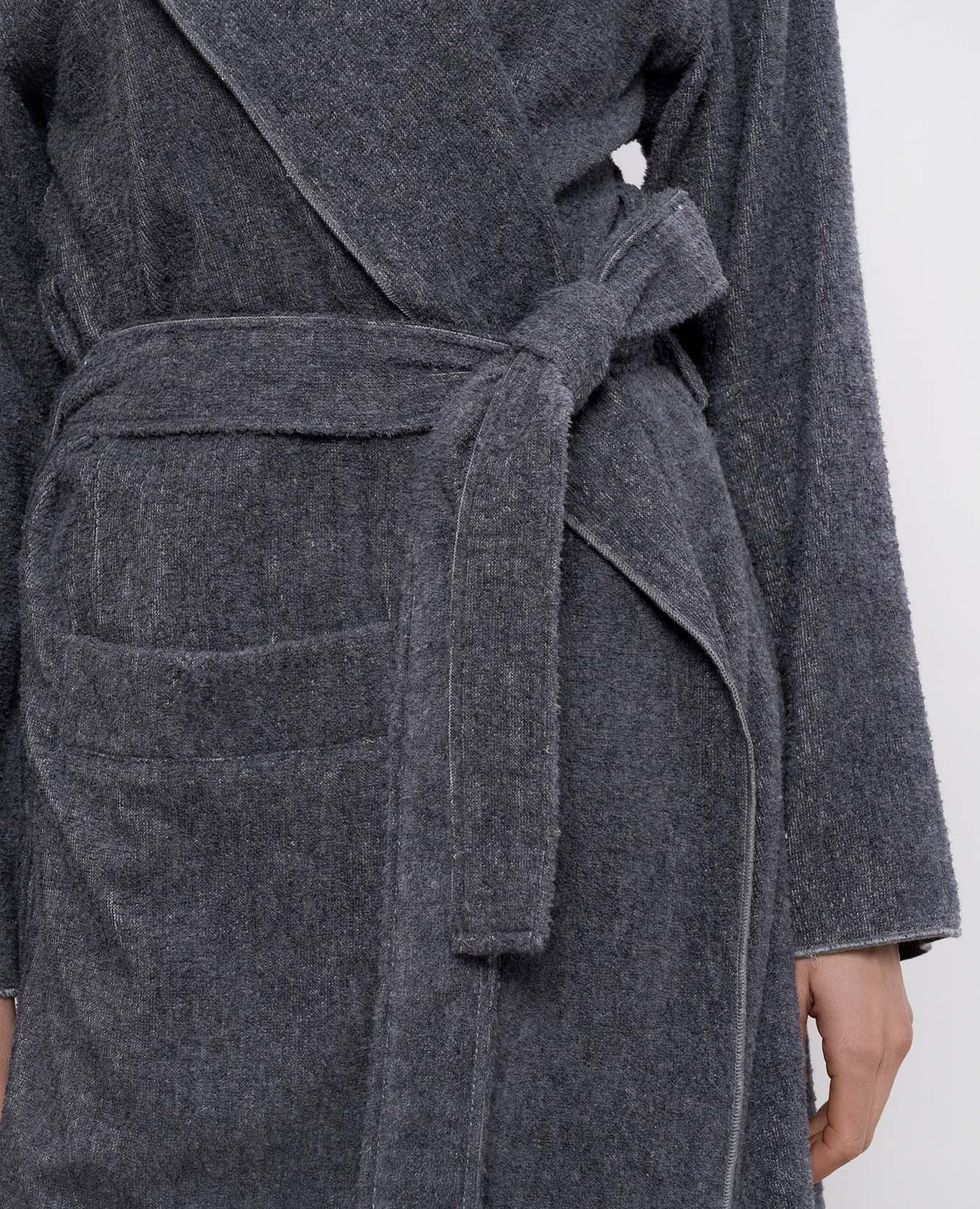 

Gray terry bathrobe ASH LIGHT with hood Hamam, Grey