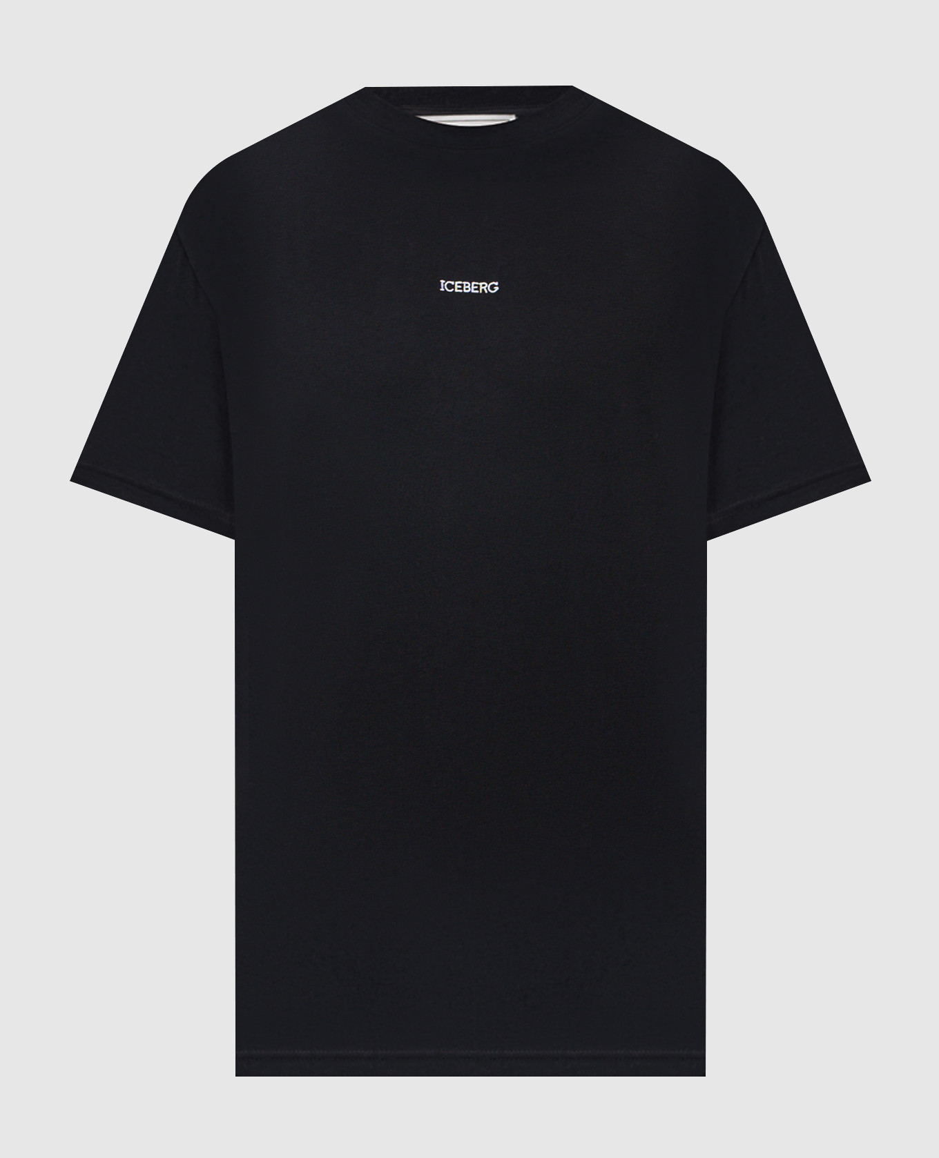 Black T-shirt with contrast logo embroidery