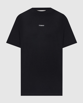 Iceberg Black T-shirt with contrast logo embroidery F0456325