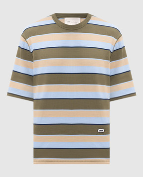 Ami Paris Striped T-shirt with logo patch UTS369JE0209