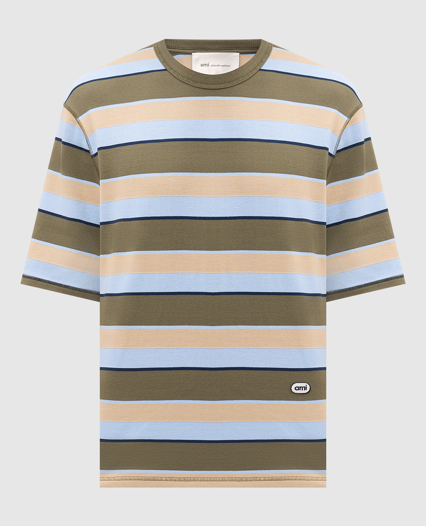 

Striped T-shirt with logo patch Ami Paris, White