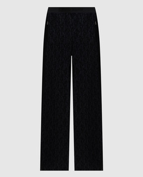 Palm Angels Black pants with monogram pattern PWHG027R24KNI001