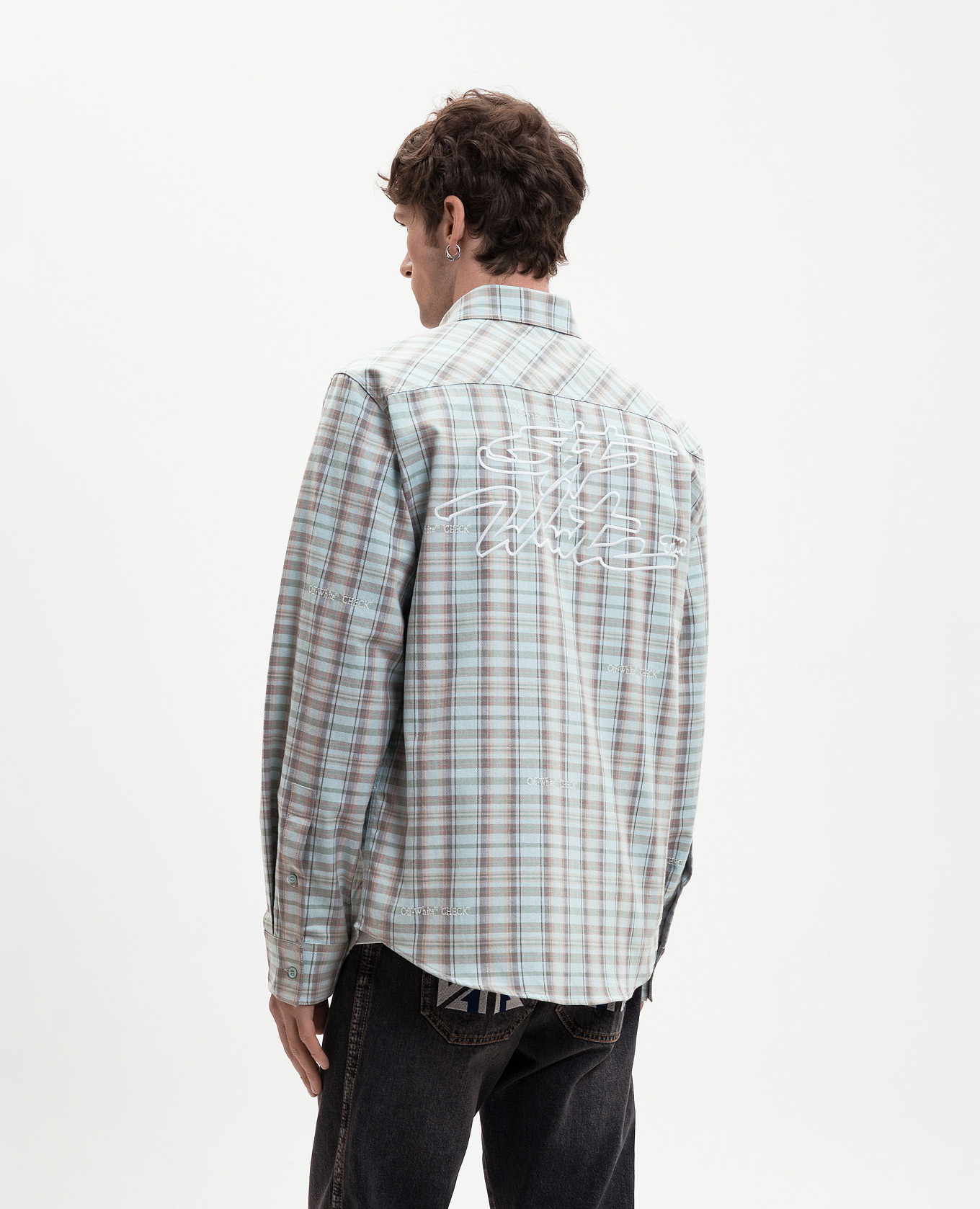 Blue patterned shirt with embroidered logo Off-White 4
