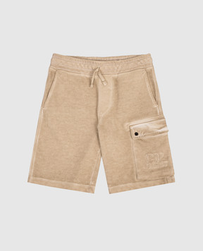 C.P. Company Children's khaki shorts with logo embroidery CUQ00PLEC0048
