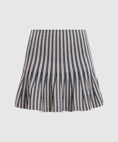 Ivory striped mini skirt