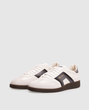 Santoni White leather sneakers with logo print WBPL61221DKTCYSY