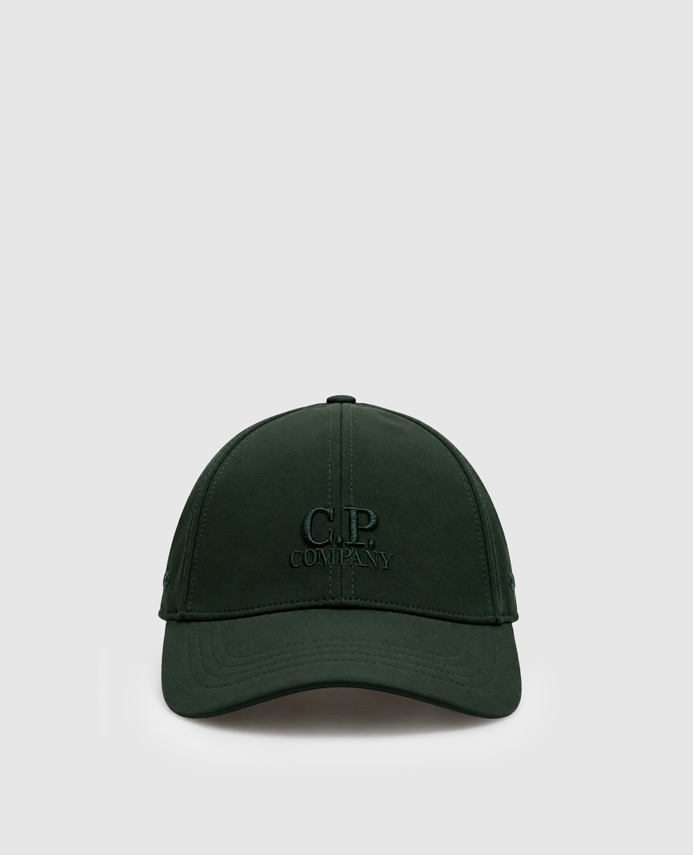 Children's green cap with logo embroidery