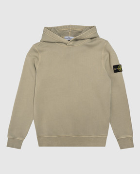 Stone Island Children's khaki hoodie with logo patch L2S166100008S04251012