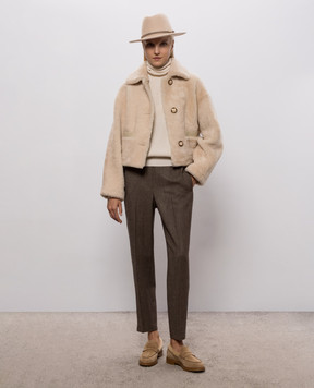 Babe Pay Pls Ivory cropped sheepskin coat 2527CURLY