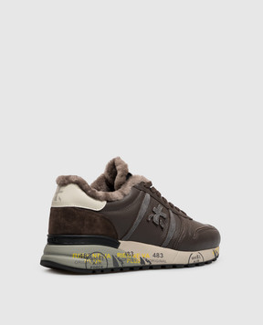 Premiata Brown leather Lander sneakers with fur LANDER8658M