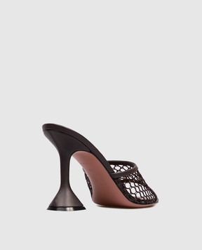 Amina Muaddi Lupita brown leather mules 13S361173LUP