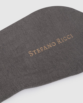 Stefano Ricci Grey footprint socks with logo print MHE34U3006MHE34U
