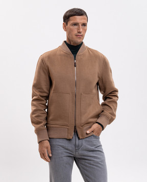 ISAIA Brown cashmere bomber jacket SU7322P9250