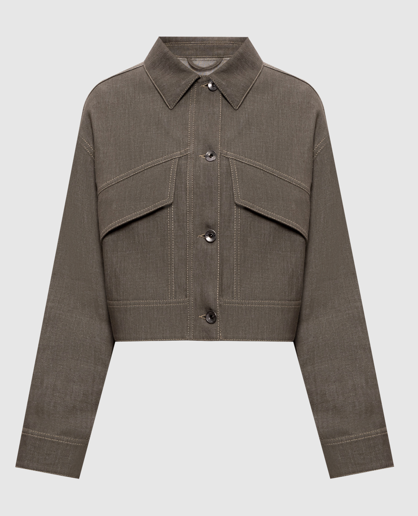 

Khaki denim jacket with monil chain Brunello Cucinelli