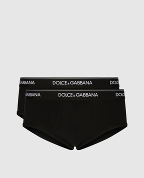 Dolce&Gabbana Set of black briefs with logo pattern M9C03JONN95