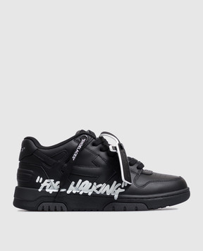 Off-White Out Of Office "For Walking" black leather sneakers W259C9L019