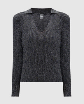 Max Mara ONDATA gray ribbed pullover with lurex ONDATA
