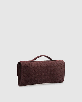 Bottega Veneta Andiamo burgundy suede clutch 741511V60F1