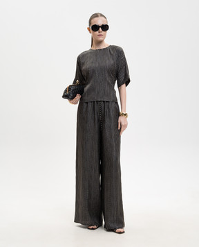 Max Mara CLARINO black striped silk palazzo pants MXMCLARINO