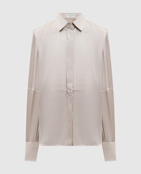 Brunello Cucinelli Gray silk blouse with monil chain MPC59NR516