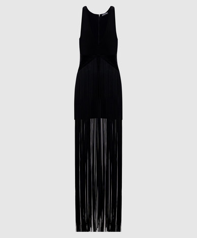 Black dress with fringe