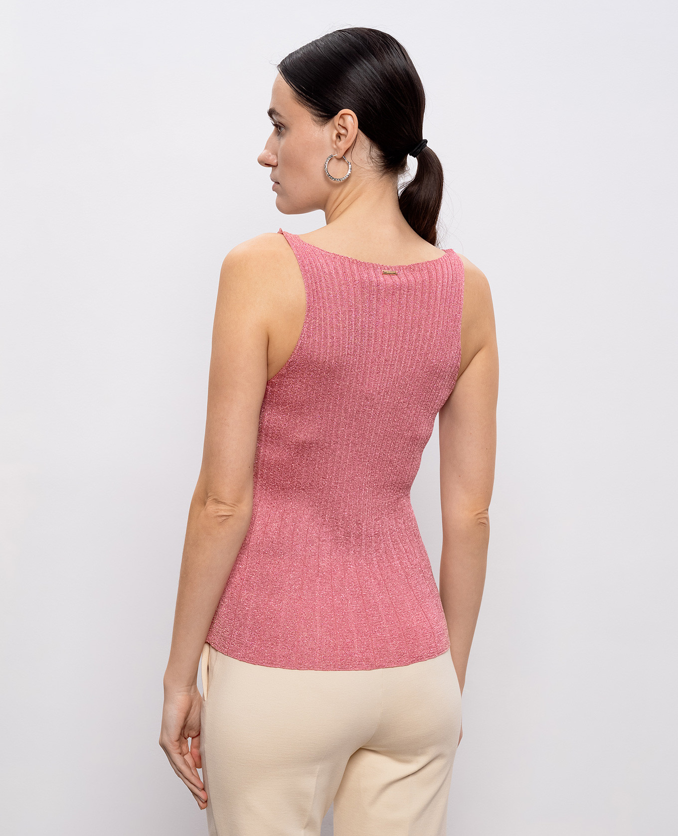 

Pink ribbed top with lurex Twinset