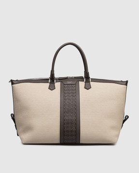 Serapian Beige travel bag with logo print SRCANMTR707545CBJ9