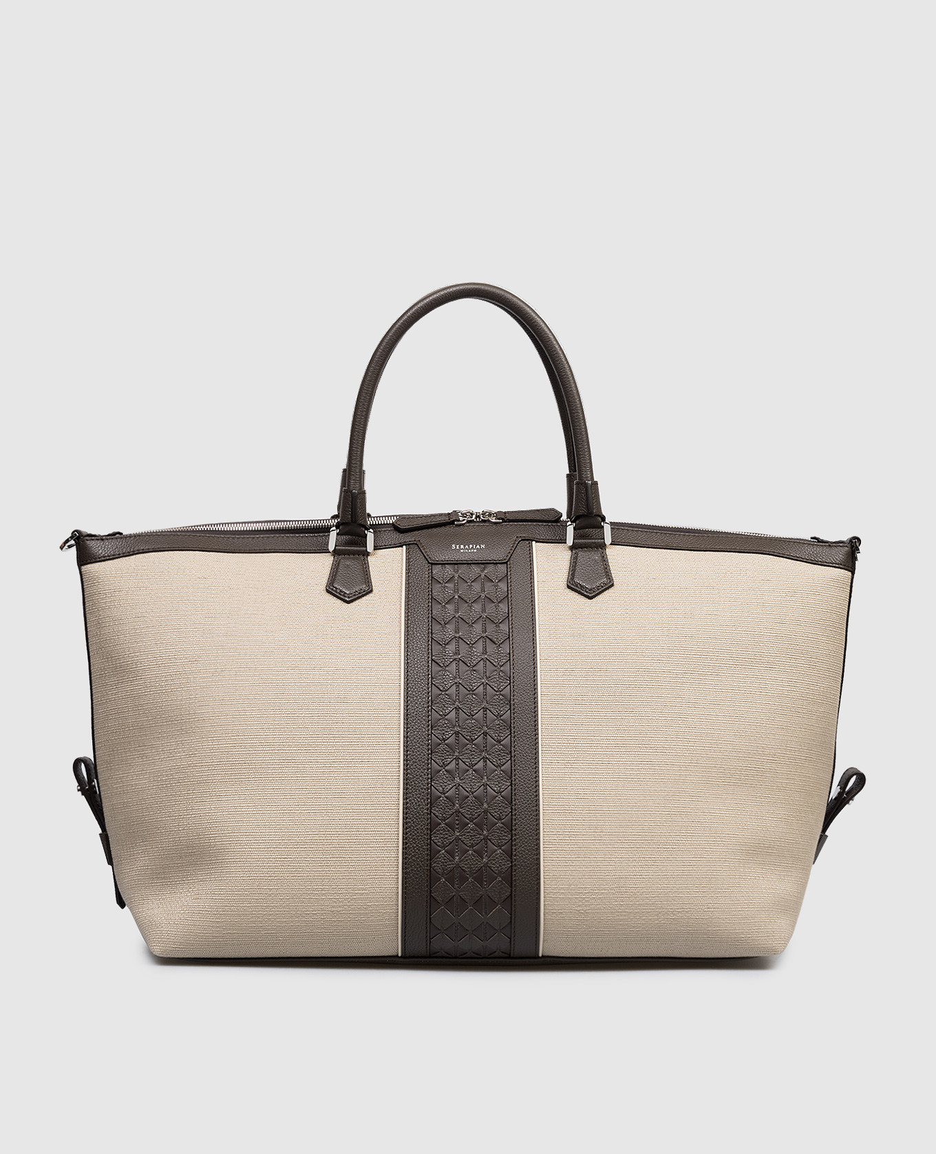 

Beige travel bag with logo print Serapian