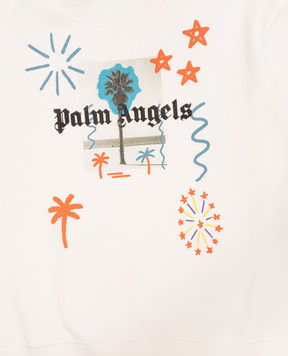 Palm Angels Children's white sweatshirt with print F6PAJBSW096