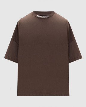 Palm Angels Brown T-shirt with contrast logo PMAA10BS26JER001
