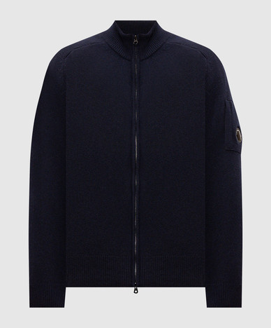 Blue cardigan with wool