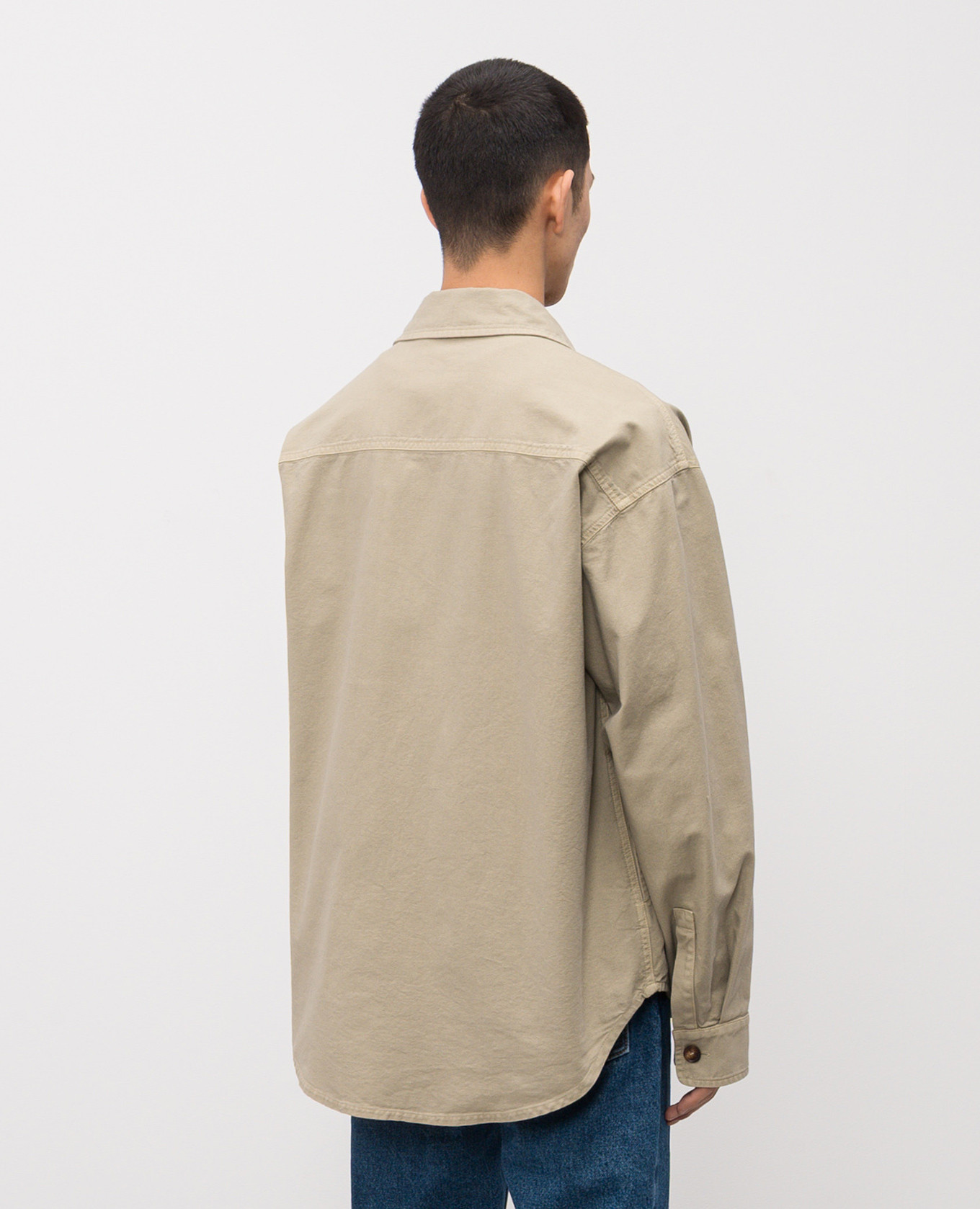 Khaki shirt with logo Palm Angels 4