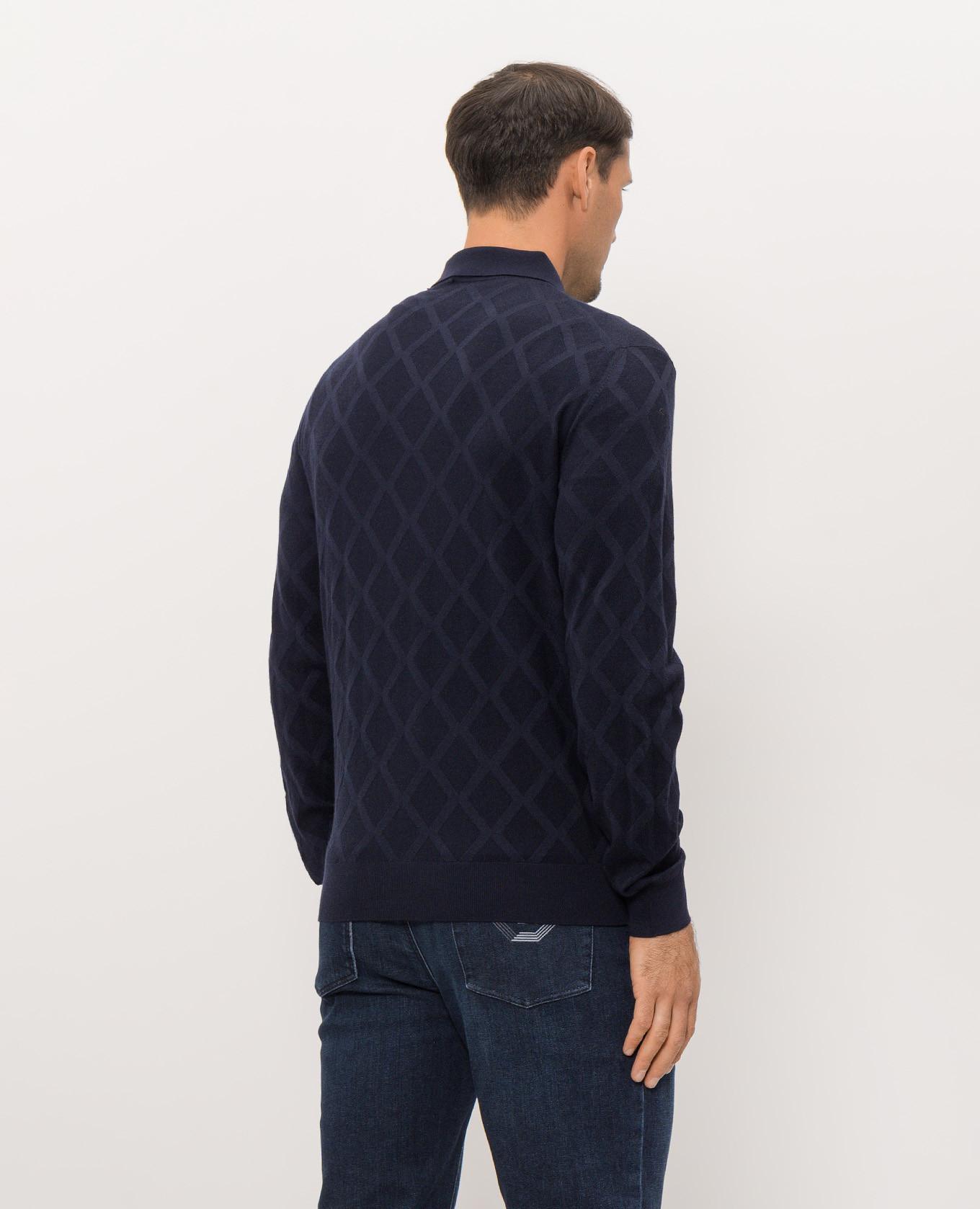 Navy blue wool polo shirt Stefano Ricci 4